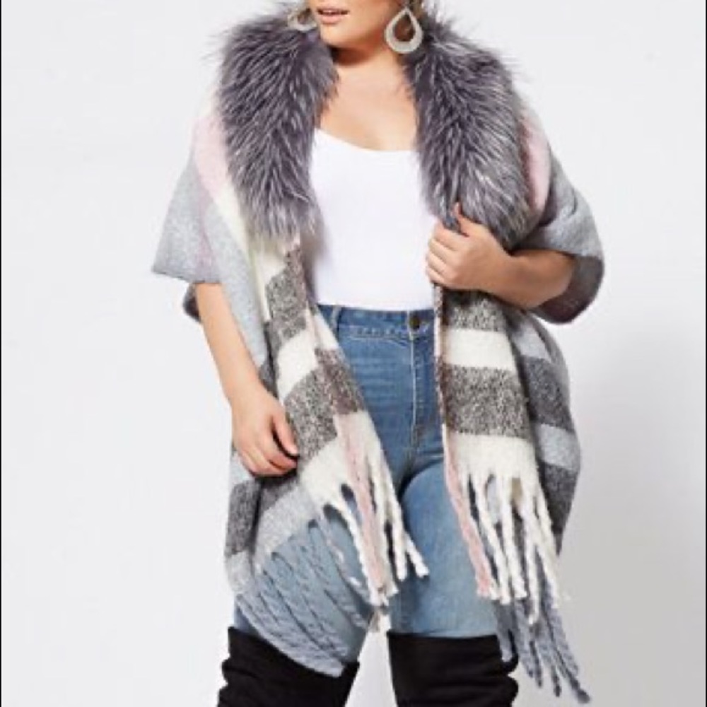 Fashion to Figure Ruana with Fur